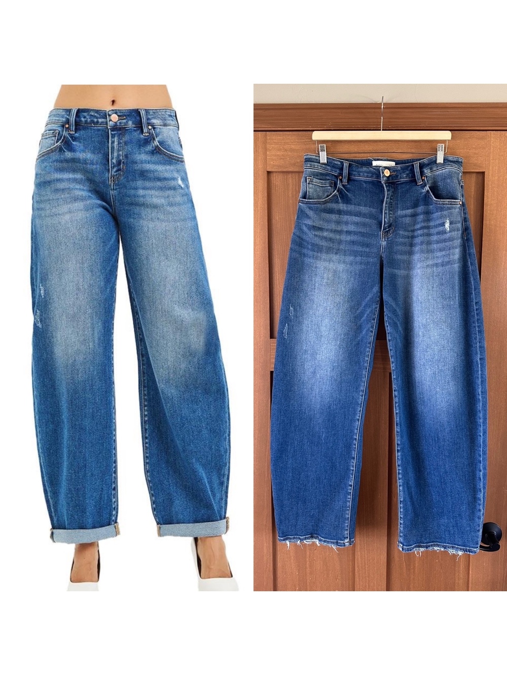 Risen Jeans Barrel Leg Double Roll Up Jeans Dark Wash Women’s size 11/30